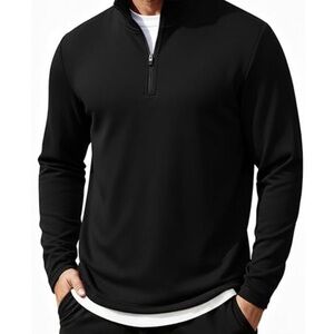 Banana Republic Men's Black Quarter-Zip Pullover 100% Cotton